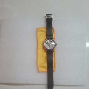 Black Leather Men's Watch